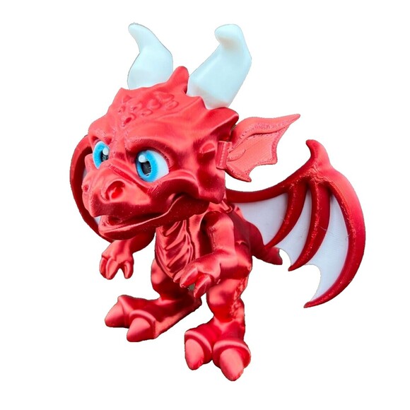 3D Printed Red Dragon Articulated (Head, Wings, Jaw, Arms, Legs, and Tail Moves) - Picture 3 of 12